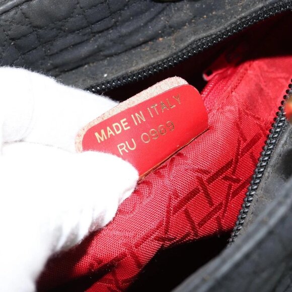 Christian Dior Lady Dior Canage Hand Bag Nylon Black Gold Auth BA7086 - Picture 10 of 16